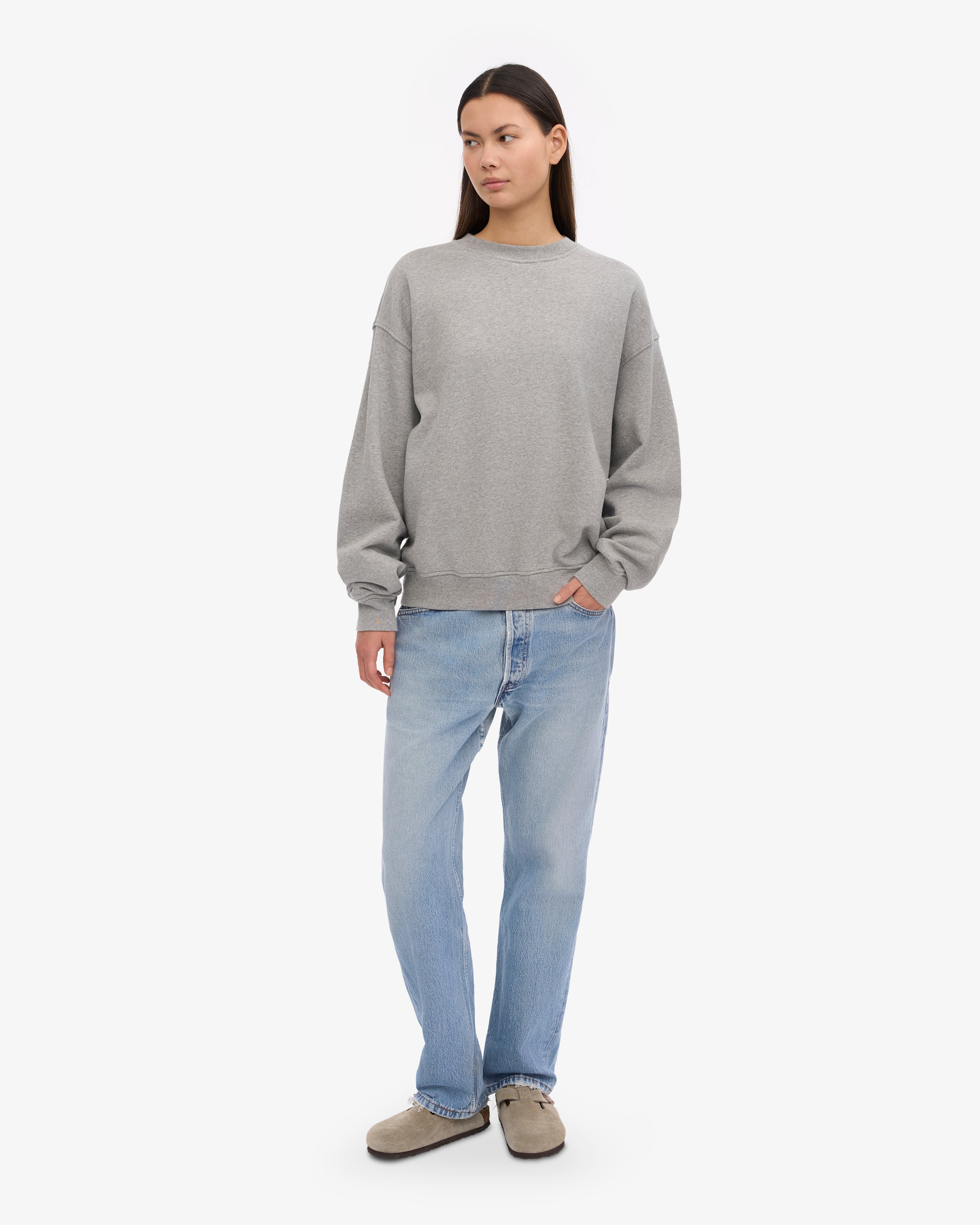 Organic Oversized Crewneck Sweatshirt - Heather Grey | Soft & Comfortable Unisex Pullover for Casual Wear & Loungewear