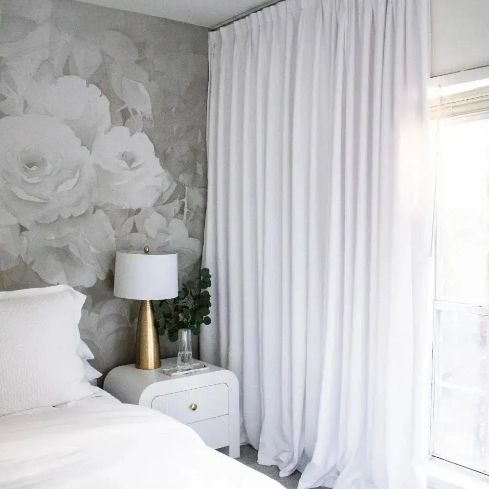 Liz Linen Pinch Pleat Drapes - Unlined Snow White Window Curtains for Living Room & Bedroom Decor