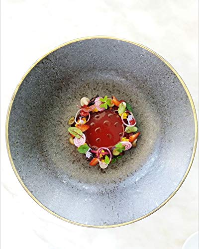 Premium Gold Stone Bronze Dessert Plates Set of 6 - Elegant Luncheon & Dinner Party Tableware for Formal Dining, Wedding, and Special Occasions