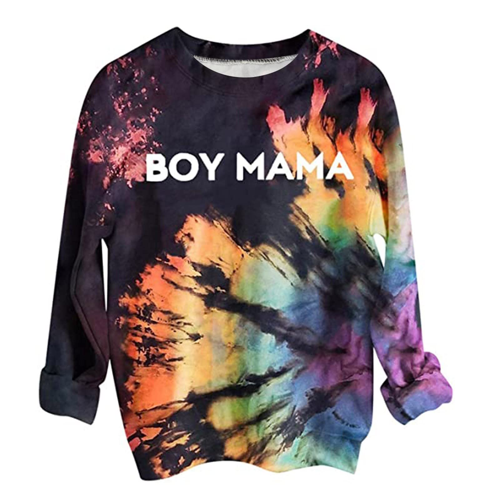 Pafei Tyugd Women's Reverse Tie Dye Sweatshirt - Cute Halloween Pullover, Fall Winter Long Sleeve Crewneck Top for Casual Wear, Cozy Loungewear & Seasonal Outfits