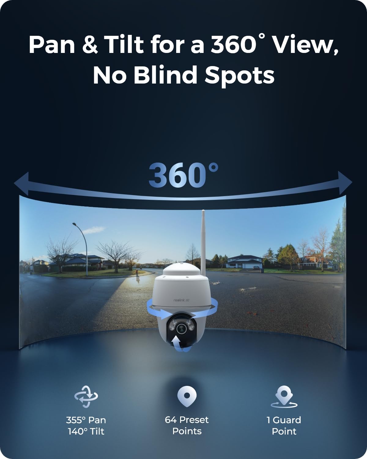 REOLINK 4K Solar Wireless Outdoor Security Camera System - 360° Pan & 140° Tilt, Smart Motion Detection, 2.4G/5G Wi-Fi, Encrypted Local Storage, No Monthly Fee - Ideal for Home Surveillance, Backyard Monitoring, and Business Security