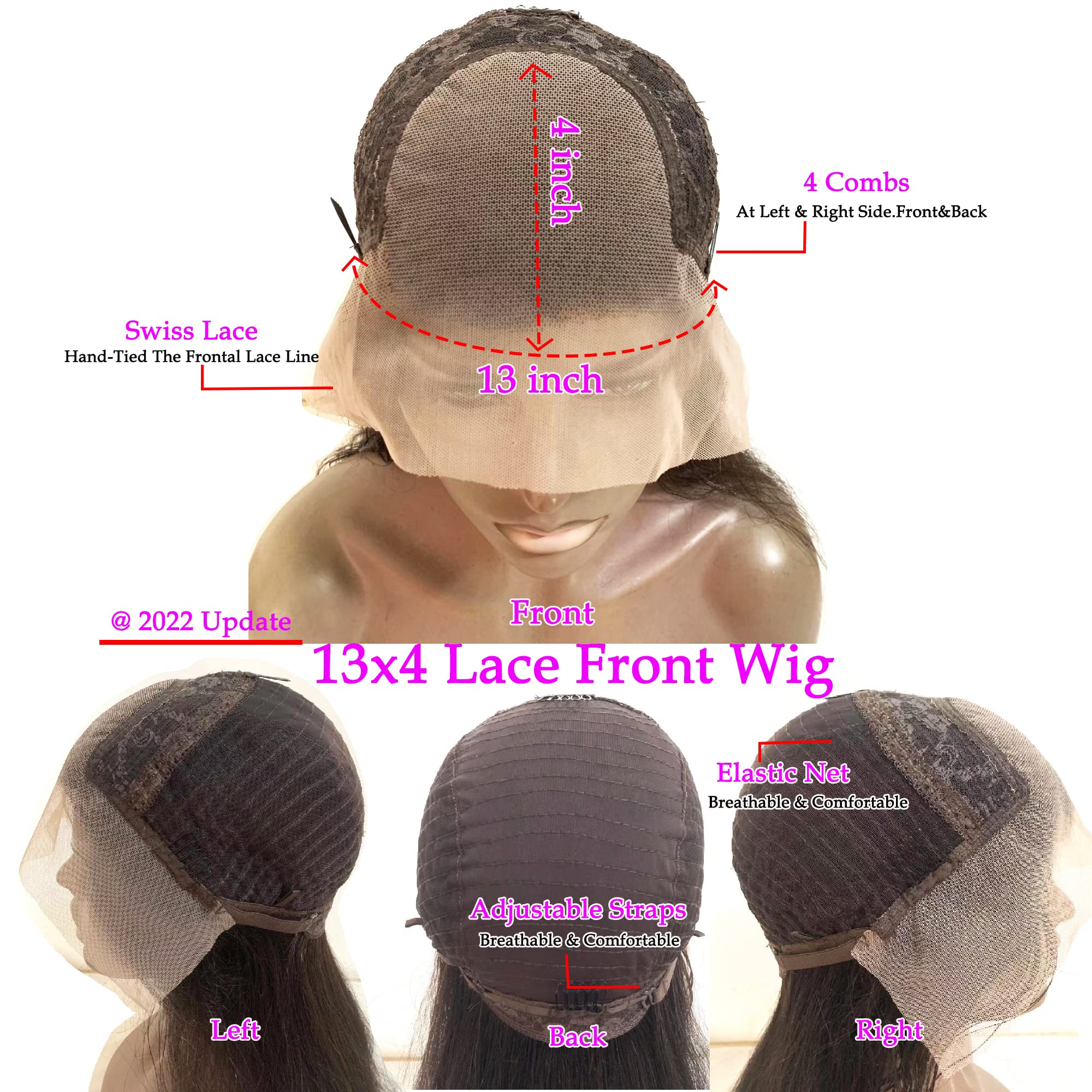 13x4 Brazilian Human Hair Lace Front Wig for Black Women - 30# Blonde Brown, Glueless Italian Yaki Kinky Straight, 12 Inches with Baby Hair | Perfect for Daily Wear, Parties & Special Occasions