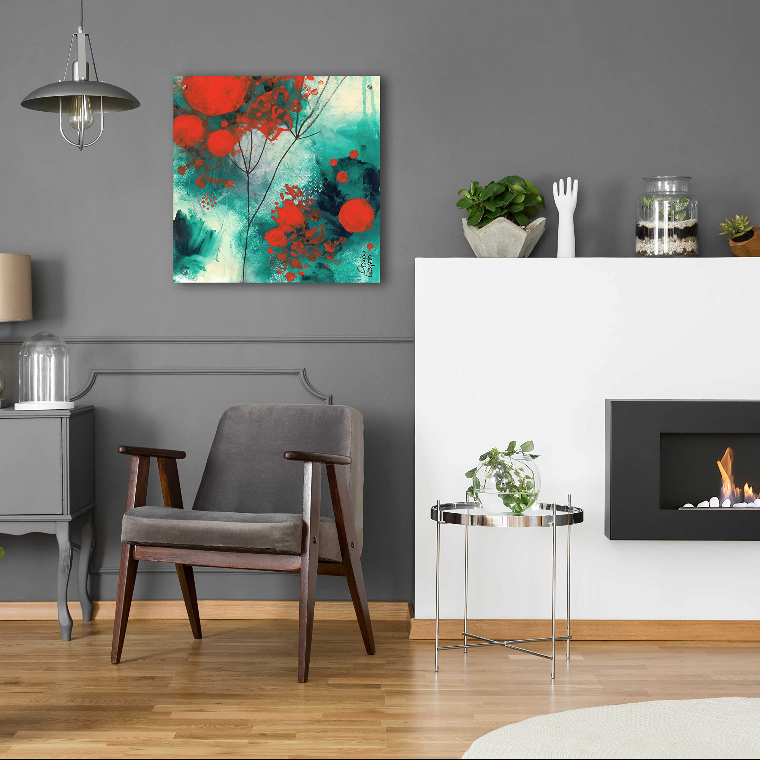 Corina Capri Winter Solstice Acrylic Glass Wall Art - 24x24 Inch Modern Abstract Painting for Living Room, Bedroom & Office Decor