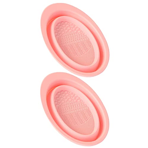 FRCOLOR 2-Piece Silicone Makeup Brush Cleaner Mat & Scrubber - Professional Makeup Brush Cleaning Tool for Easy Washing & Drying - Perfect for Home, Salon, and Travel Use