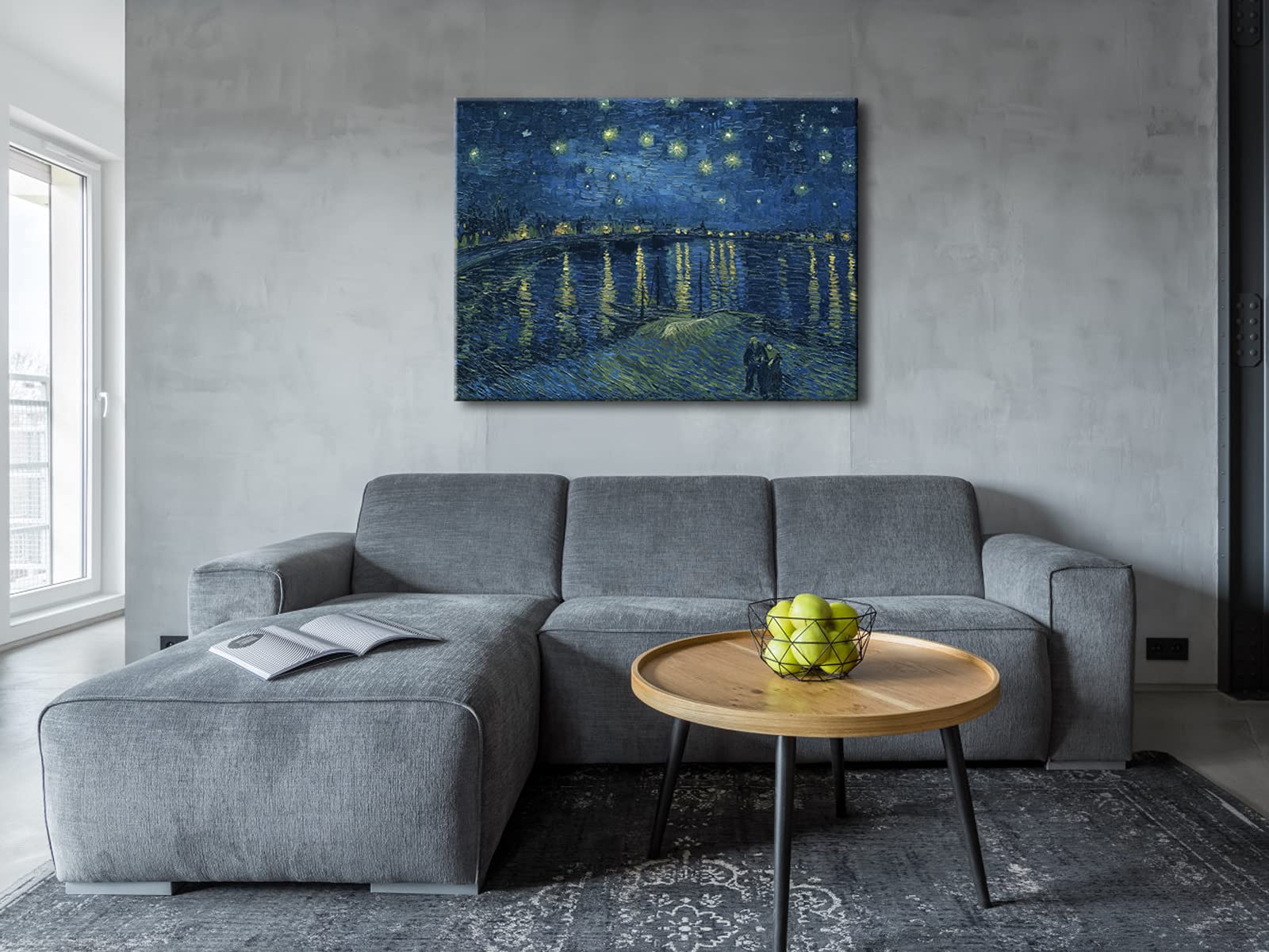 Van Gogh Starry Night Over the Rhone Canvas Print - Extra Large Giclee Wall Art Reproduction, Modern Wrapped Gallery Seascape Painting for Bedroom & Home Decor - Perfect for Living Room, Office & Gift Giving