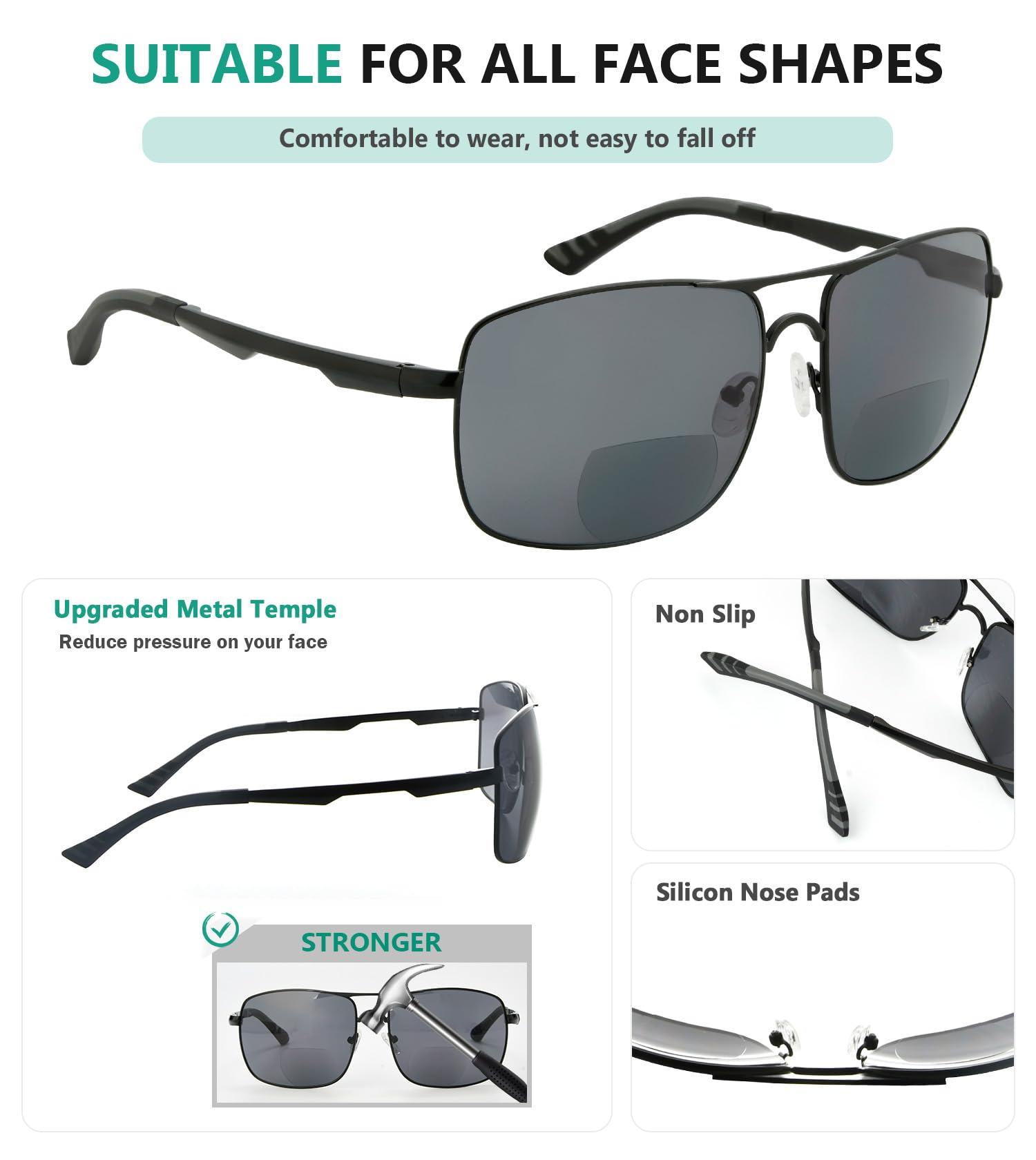 Eyekepper Bifocal Sunglasses for Men & Women - Polarized Reading Glasses with UV Protection - Perfect for Outdoor Activities, Driving, and Reading in Sunlight