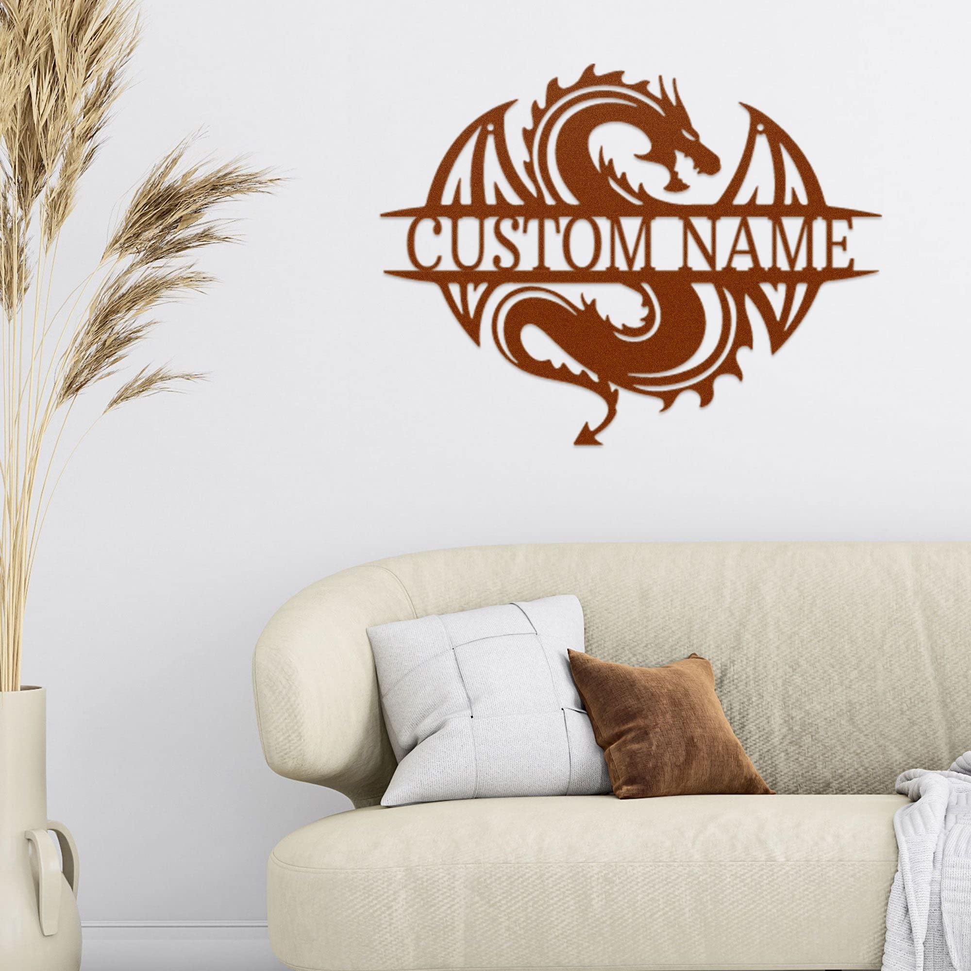 Personalized Celtic Dragon Monogram Steel Wall Sign - Custom Name Metal Art for Indoor & Outdoor Decor - Perfect for Home, Garden, Patio & Man Cave