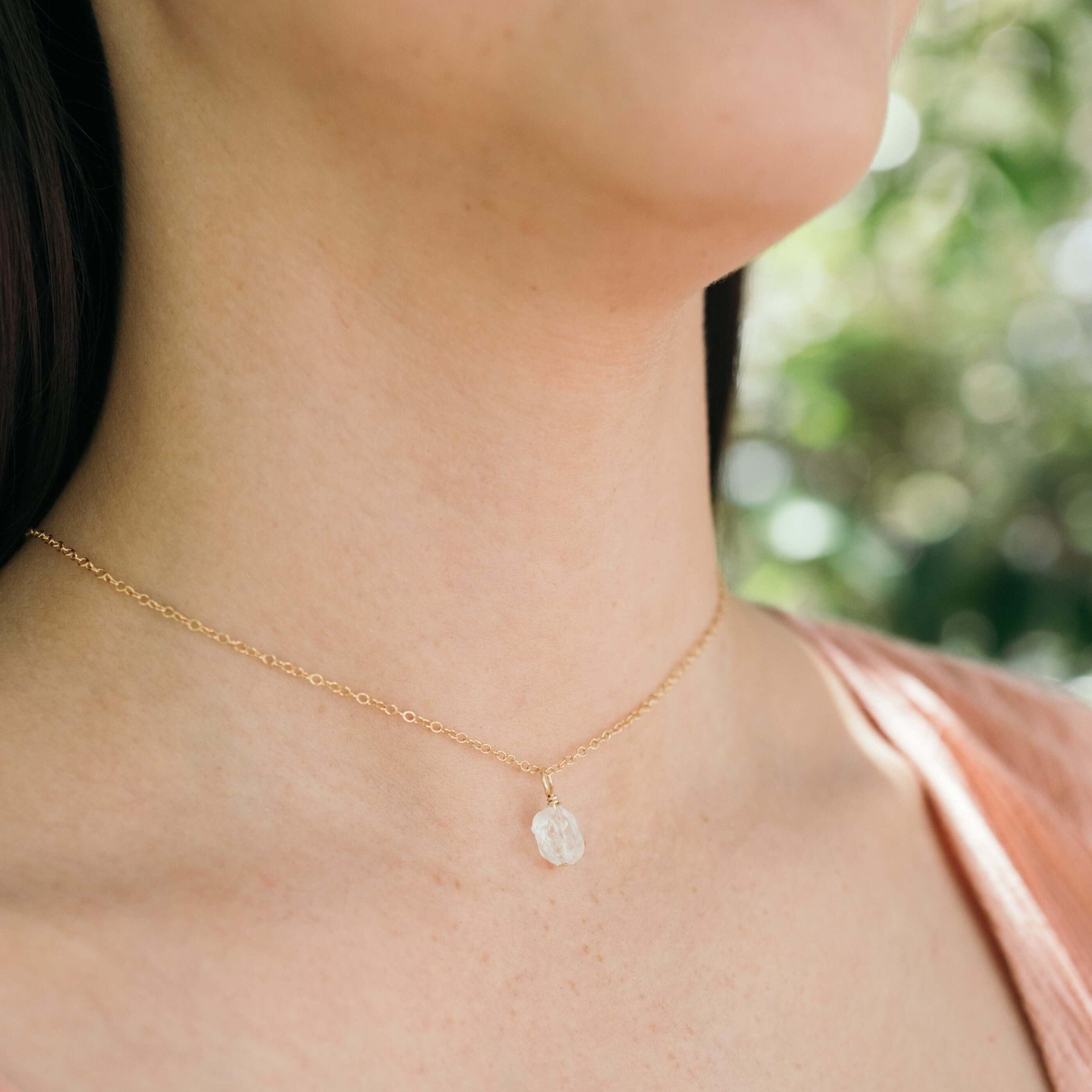 Natural Tiny Rough Crystal Quartz Gemstone Pendant Necklace - Elegant Choker for Women, Boho Jewelry Gift for Her | Perfect for Spiritual Healing, Meditation & Everyday Fashion