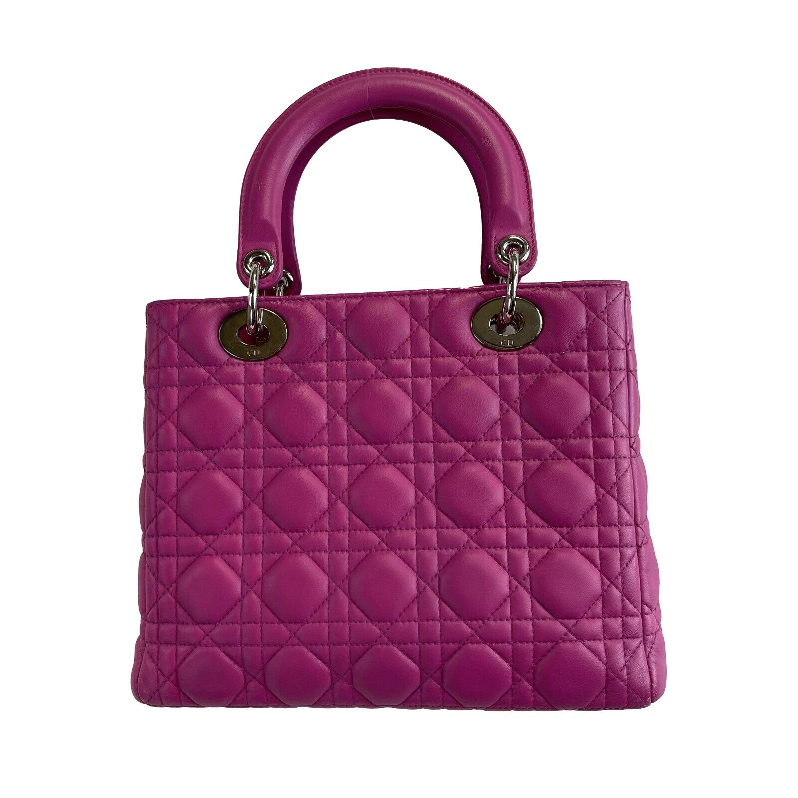 Christian Dior Lady Dior Cannage Medium Handbag in Rani Pink with Top Handle & Shoulder Strap - Perfect for Work, Evening Events & Luxury Fashion Accessories