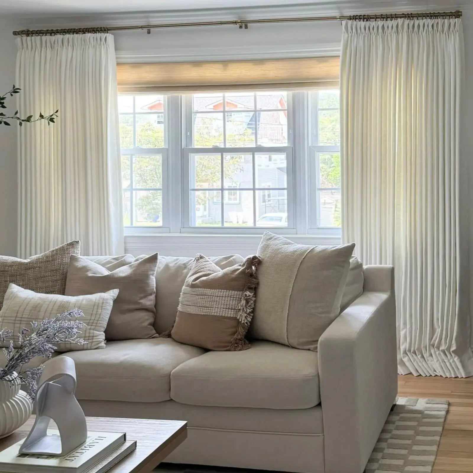 Isabella Heavyweight Cotton Blackout Curtains - Thermal Insulated Pleated Drapes for Living Room & Bedroom - Noise Reducing & Energy Saving Home Decor