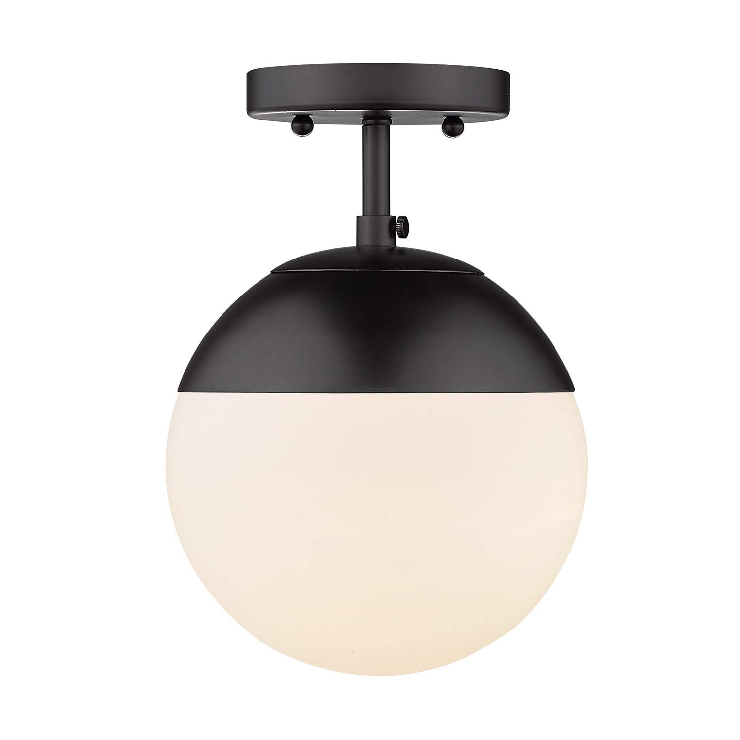 Golden Dixon Semi-Flush Mount Ceiling Light Fixture - Matte Black with Opal Glass Shade - Modern Hanging Light for Dining Room, Bedroom, Kitchen & Hallway