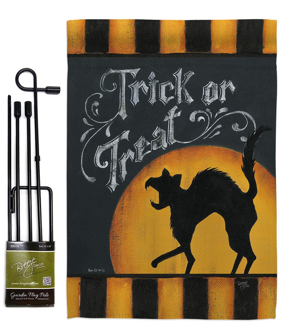 Black Cat Halloween Garden Flag Set - Fall Decor for Yard & Home