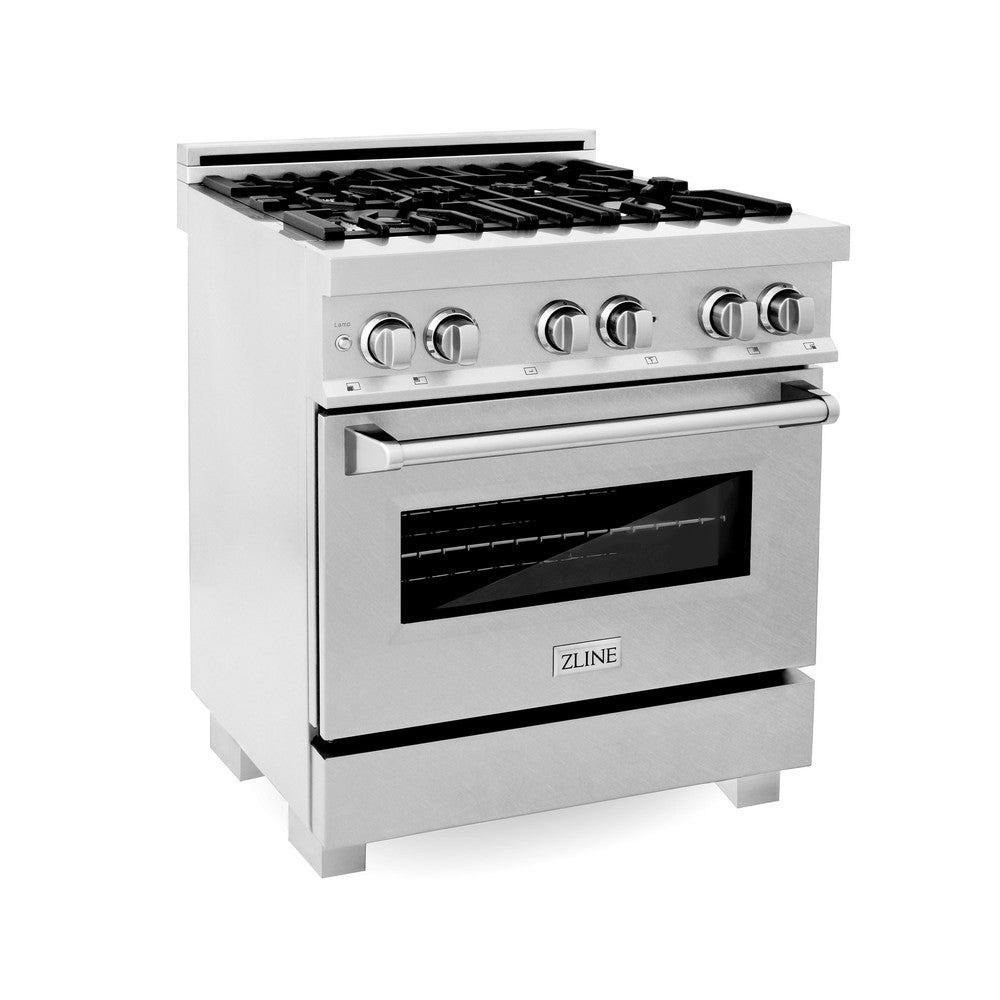 ZLINE 30-Inch Stainless Steel Kitchen Package - Dual Fuel Range, Ducted Range Hood & Dishwasher Set for Modern Home Cooking