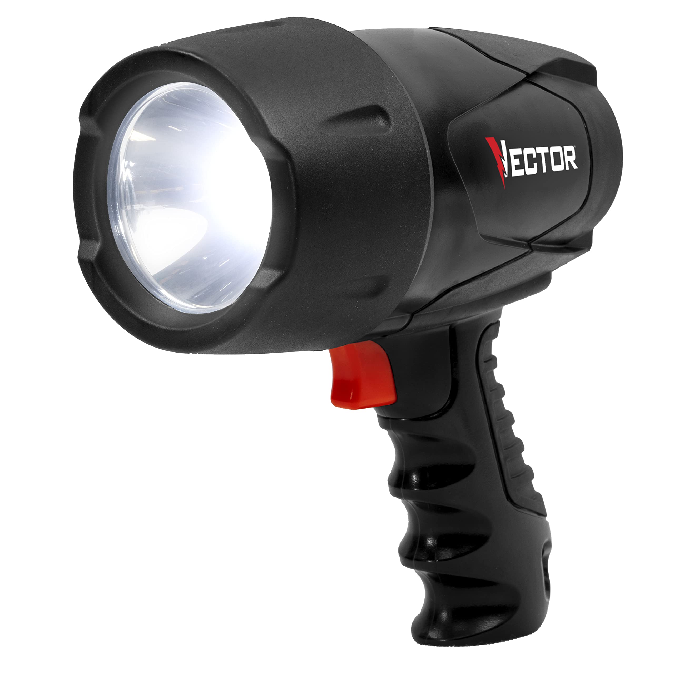 VECTOR FLW10V Rechargeable LED Flashlight - 600 Lumens Waterproof Spotlight with 120V AC & 12V DC Chargers - Perfect for Camping, Hiking, Emergency Kits & Outdoor Adventures