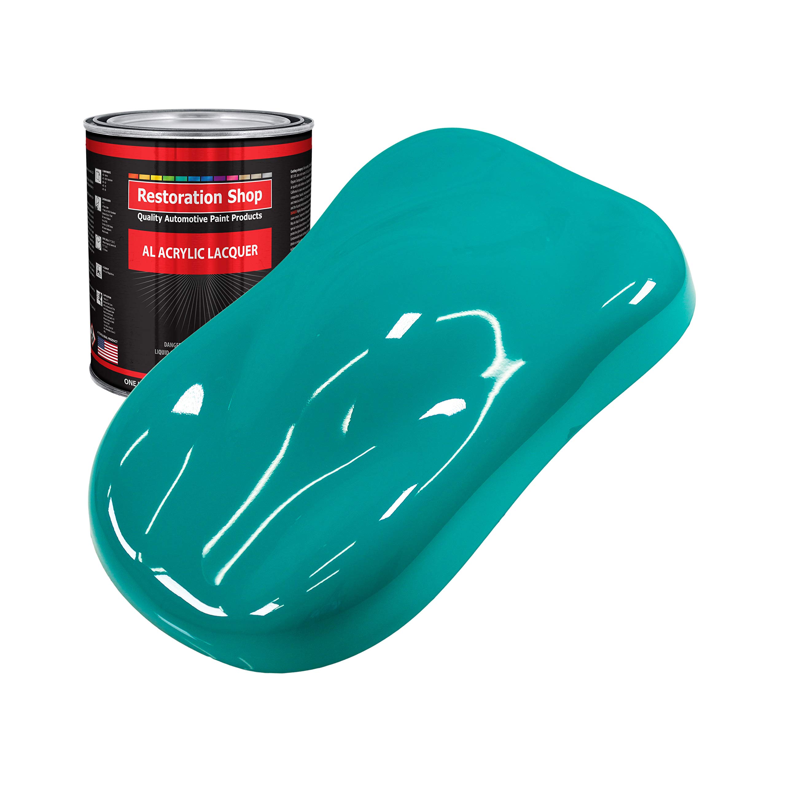 Restoration Shop Deep Aqua Acrylic Lacquer Auto Paint - 1 Quart Professional Gloss Finish for Cars, Trucks, Guitars & Furniture Refinishing - Perfect for Automotive Restoration, DIY Projects & Instrument Refinishing