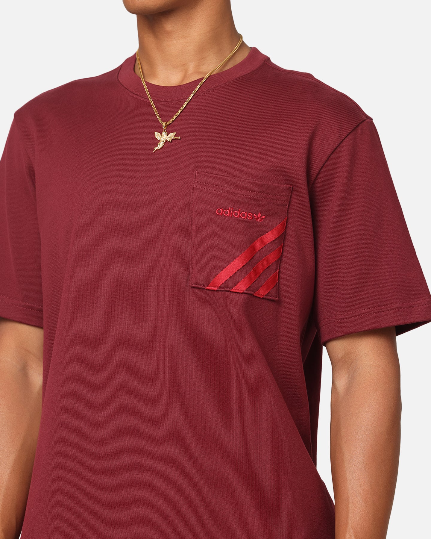 Adidas Men's Pocket T-Shirt - Shadow Red | Casual Short Sleeve Tee for Everyday Wear, Gym & Street Style