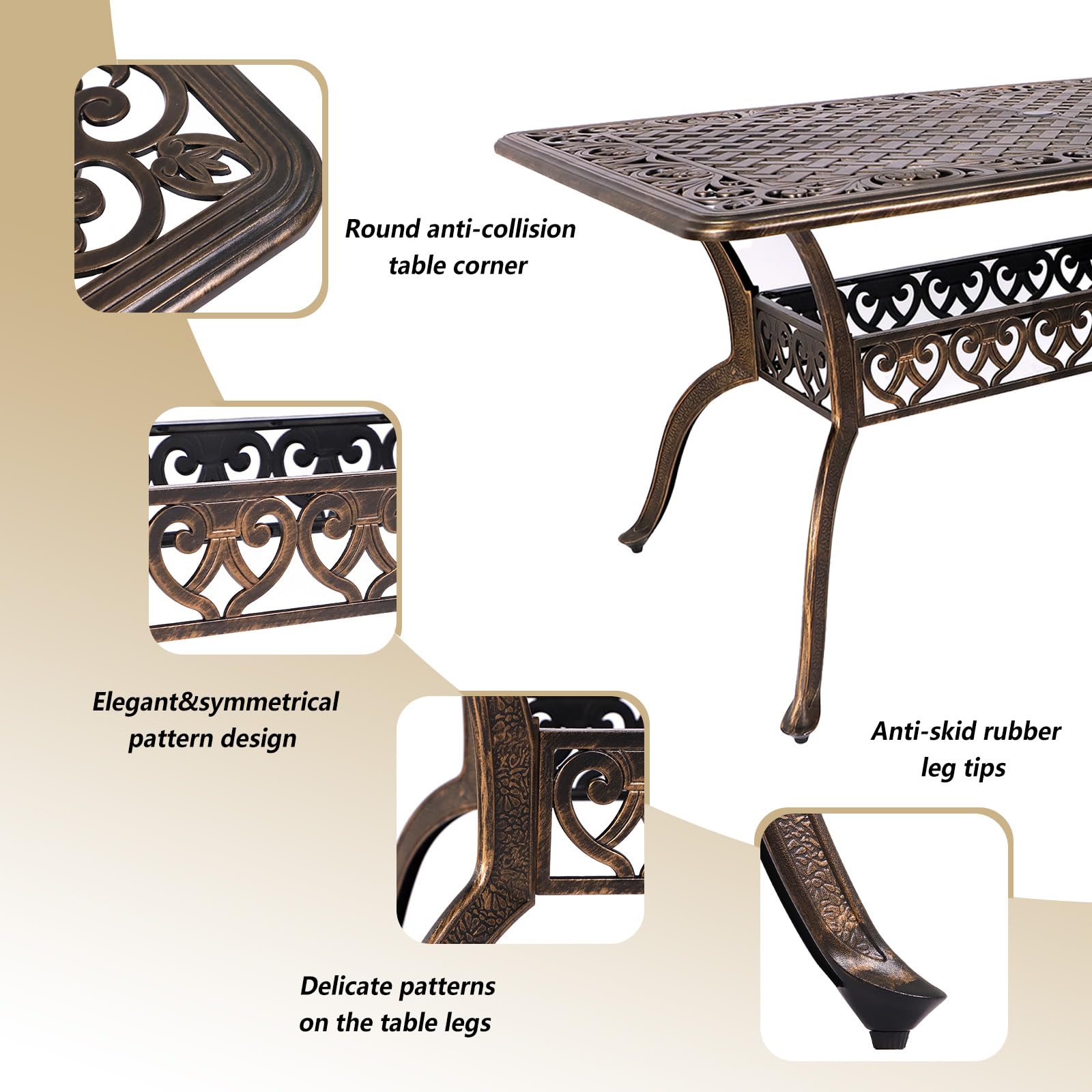 Grepatio 7-Piece Outdoor Dining Set - Cast Aluminum Patio Furniture with 6 Flower Chairs & Table for Backyard, Garden, Deck, Poolside | Perfect for Outdoor Entertaining, BBQ Parties & Relaxing in Your Yard