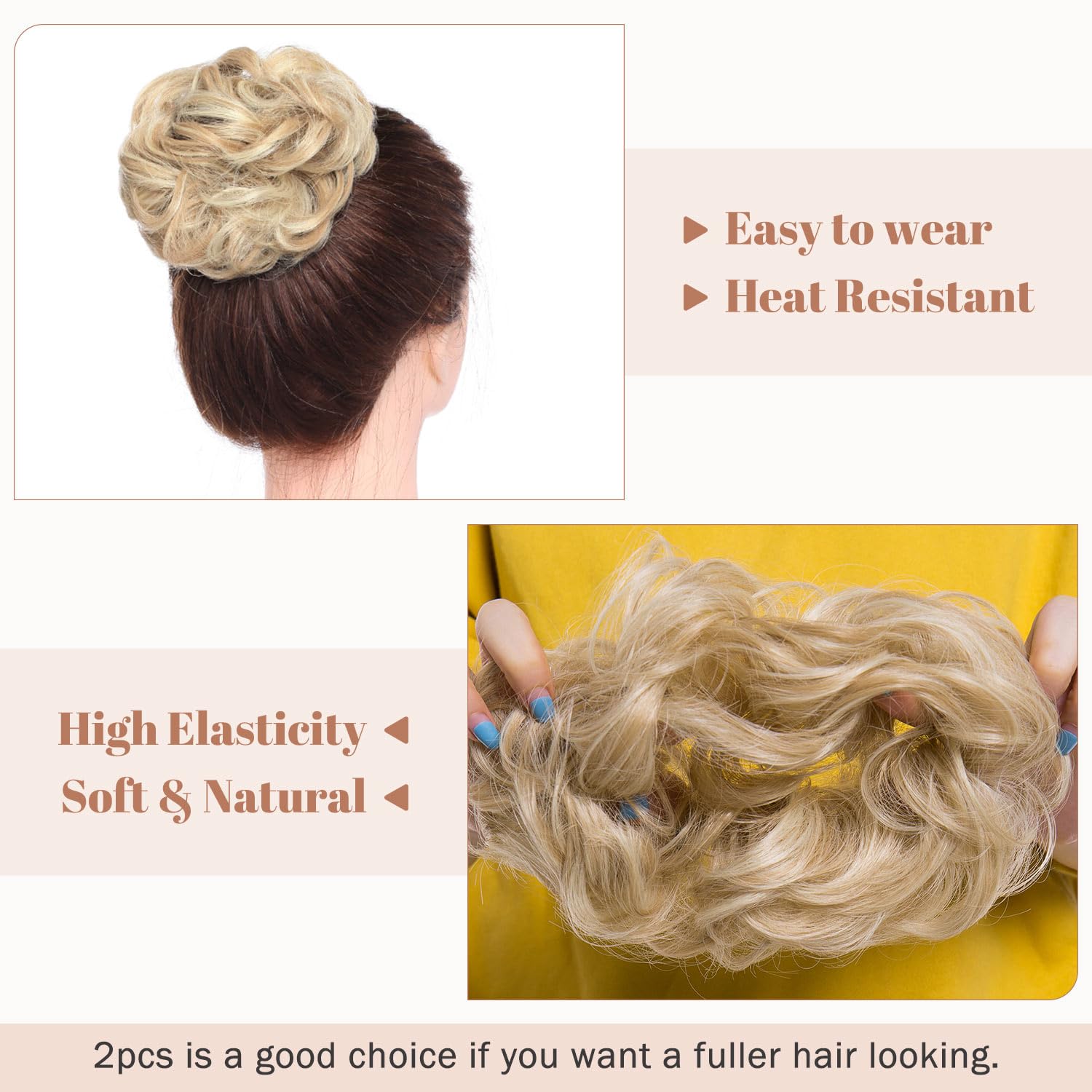 Messy Bun Hair Piece for Women - Synthetic Hair Extensions for Quick & Easy Updos - Perfect for Weddings, Parties & Everyday Styling