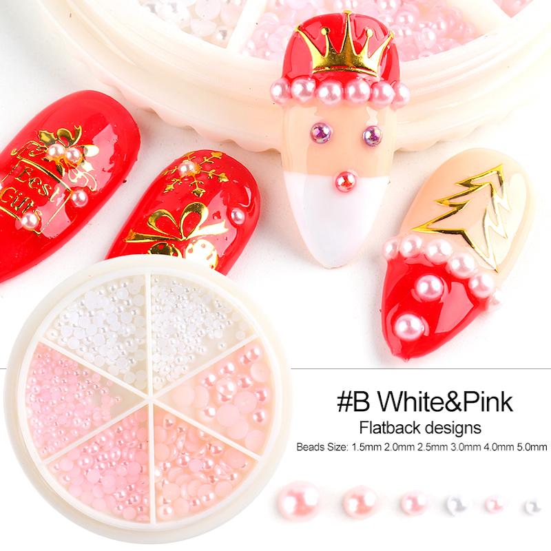 Half Pearls Nail Art Decoration Wheels - DIY Manicure Rhinestone Decorations for Nails, Acrylic Nails & Gel Nails - Perfect for Bridal, Party & Salon Nail Designs