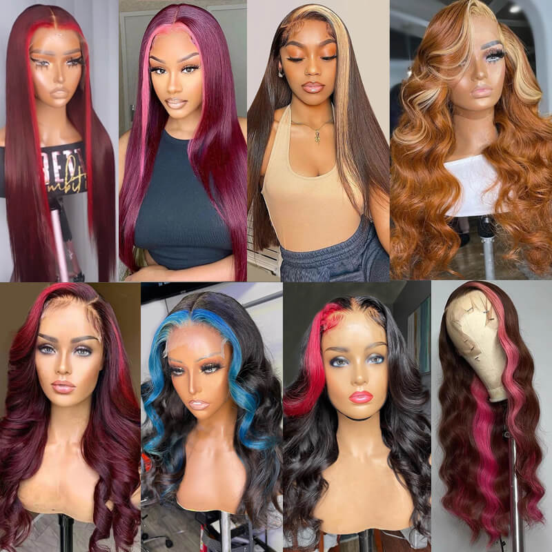 Skunk Stripe Wig Collection | eullair Must Have Gorgeous Colored Highlight Lace Frontal Wig for Women - Perfect for Cosplay, Parties & Fashion Styling