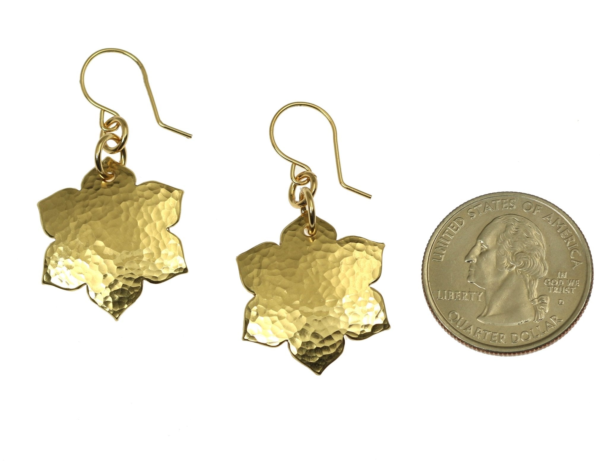 Hammered Nu Gold Arabesque Flower Earrings for Women - Boho Chic Dangle Earrings - Handmade Jewelry Gift for Her - Perfect for Weddings, Parties & Everyday Wear