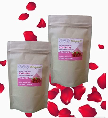 Khaadi BioCare Rose Petals Powder (Rosa Indica) for Skin Care - Vitamin A & C Enriched, Promotes Collagen Production & Skin Cell Renewal for Glowing Healthy Skin - 2 Pack (100g Each) Total 200g - Perfect for DIY Face Masks, Serums & Natural Skincare Routines
