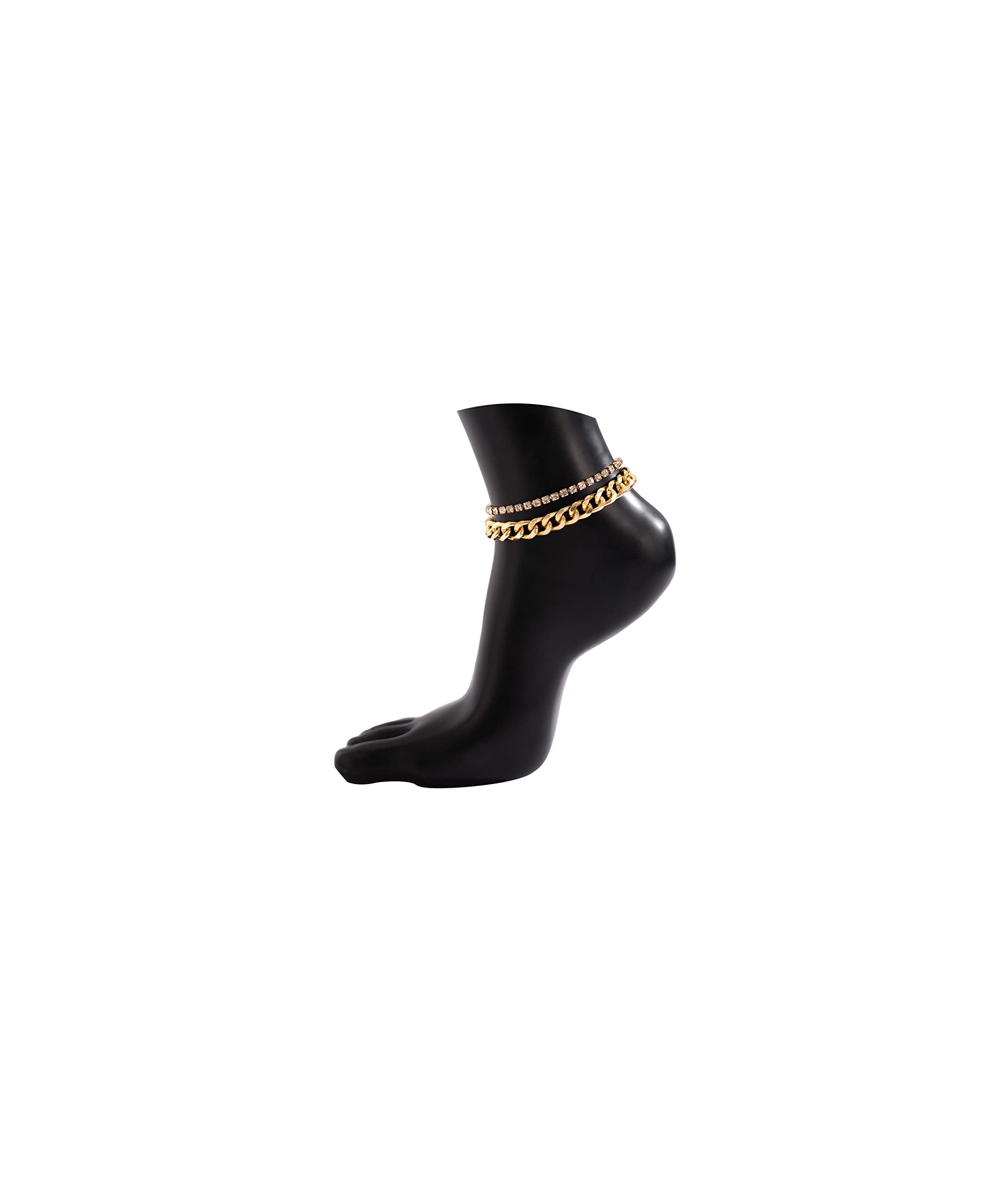Stylish MIFYNN Women's Tennis Anklets - Adjustable Layered Cuban Link Chain Ankle Bracelets in Gold & Silver with Shiny Rhinestones | Perfect for Casual Wear, Beach Outfits & Summer Fashion Jewelry