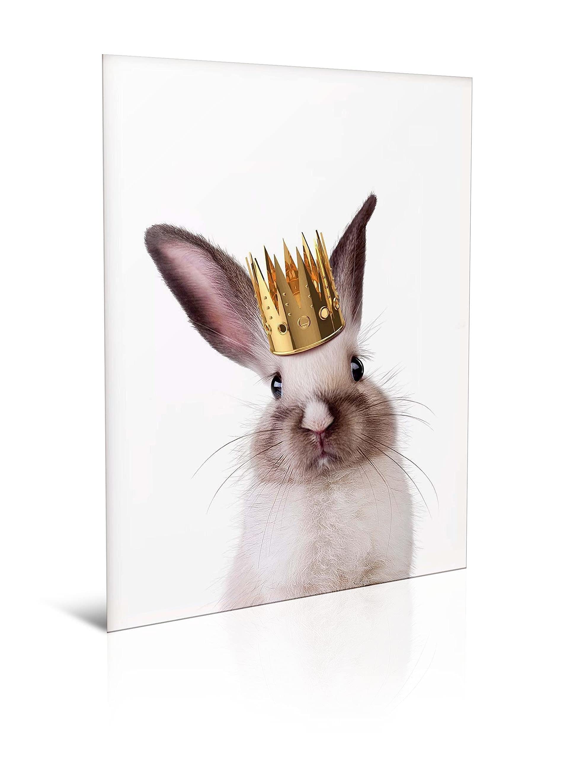 Golden Crown Baby Rabbit Canvas Wall Art - 80x120cm (32x47in) Framed Kitchen & Dining Room Decor, Living Room Picture for Home Decoration | Perfect for Nursery, Bedroom & Housewarming Gifts