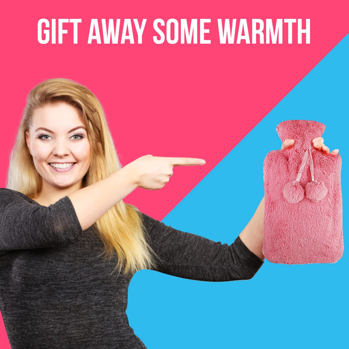 Premium Hot Water Bottle with Soft Fluffy Cover - Large & Small Sizes (2L & 1L) - Warm Comfort for Kids, Girls & Adults - Perfect for Winter, Cramps, Back Pain & Bed Warming - UK Design
