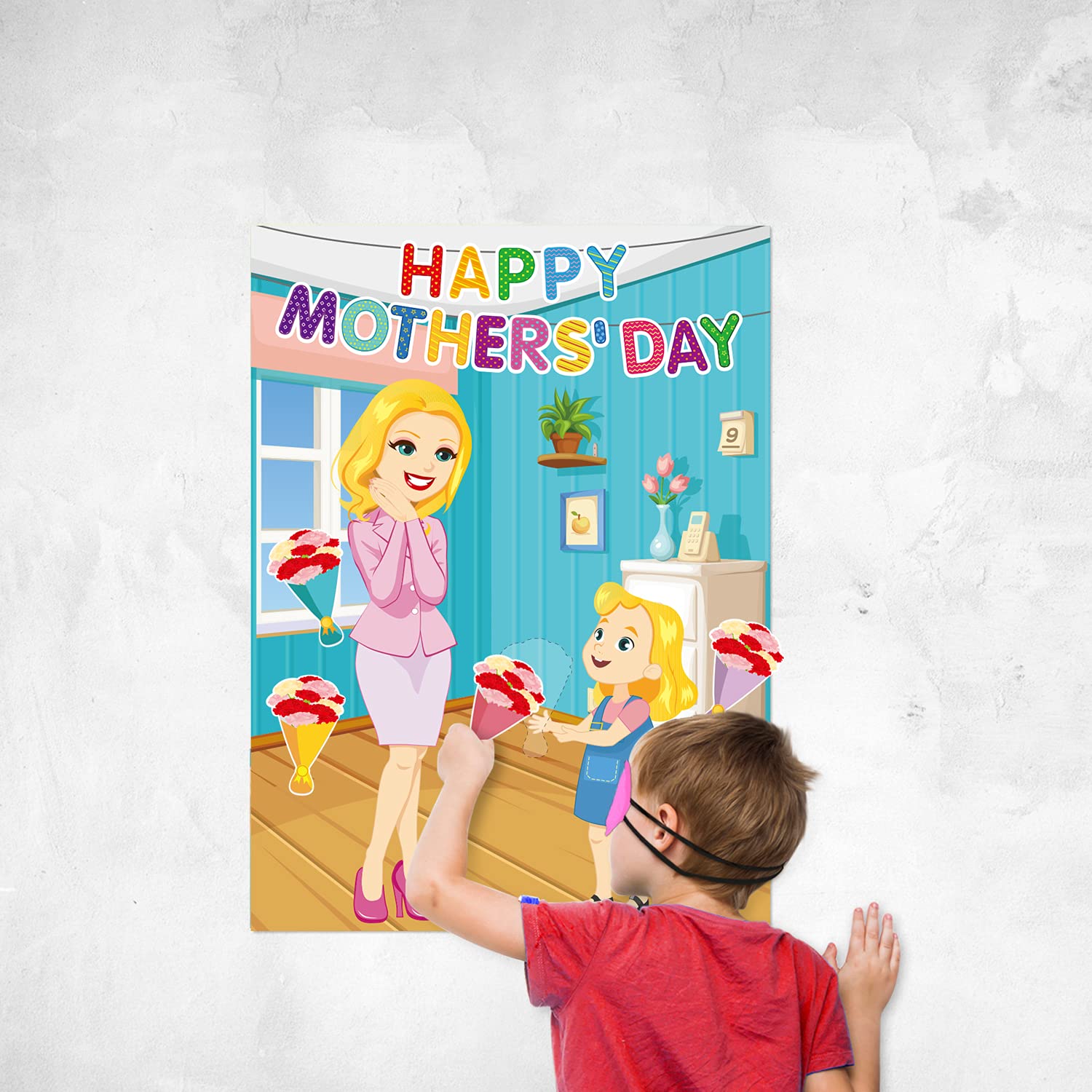 Fun Mother's Day Party Game - Pin The Carnation Flowers on The Girl's Hand | DIY Mother's Day Party Decorations & Activities | Perfect for Family Gatherings & Kids Birthday Celebrations