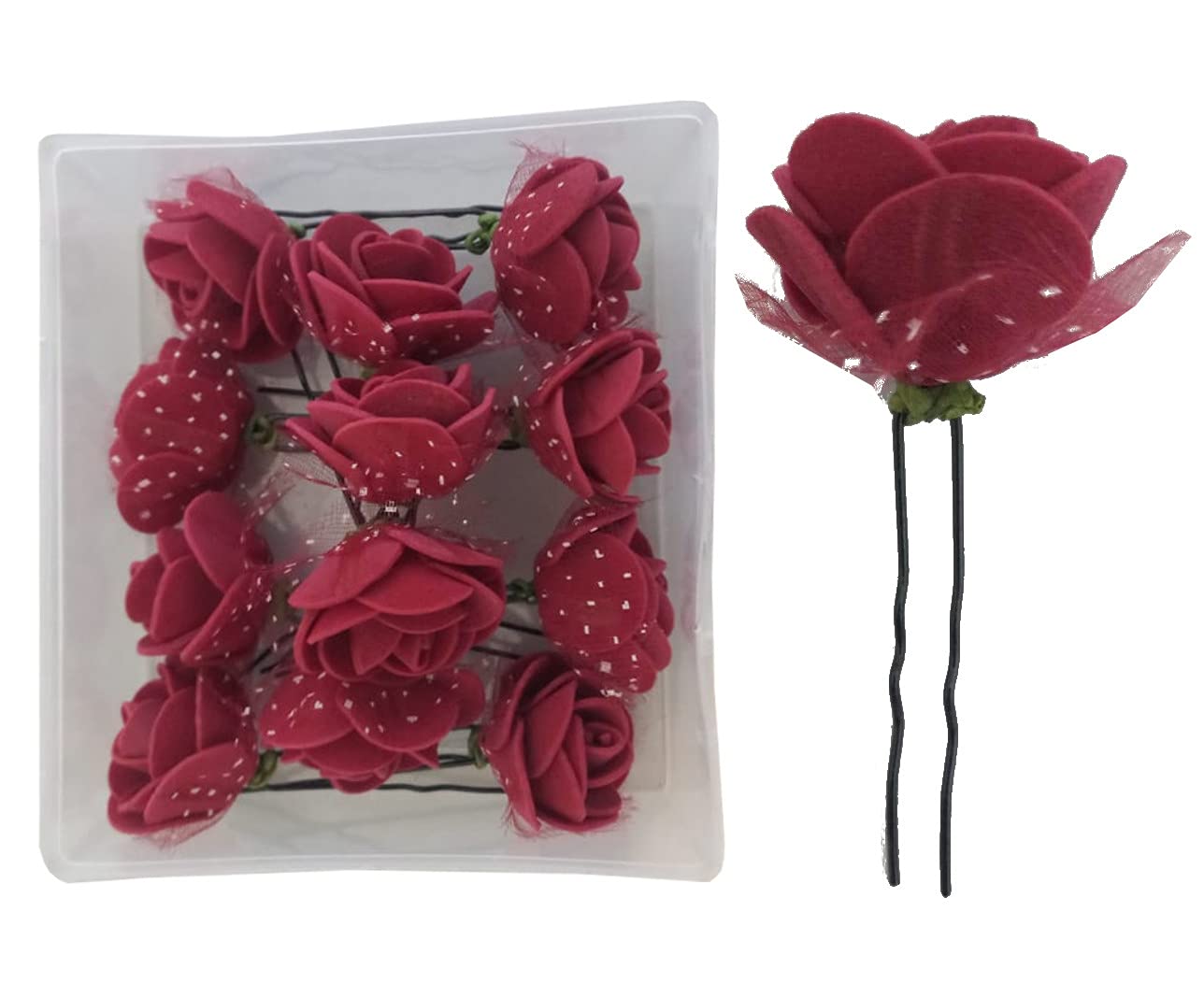 Elegant Flower Juda Hair Pins for Women & Girls - 12 Pack Hair Accessories for Weddings, Parties & Everyday Styling