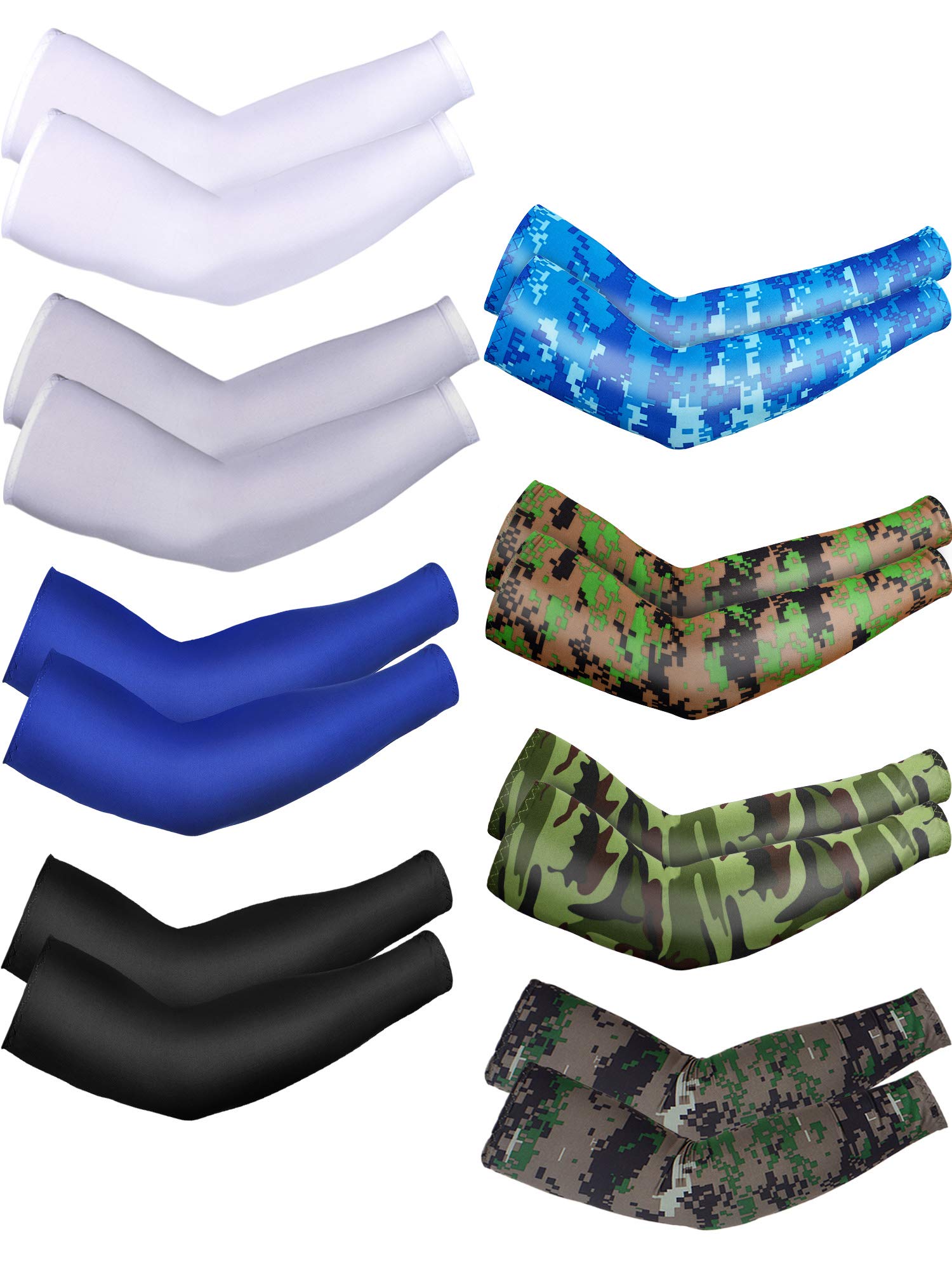 8 Pairs UV Protection Arm Sleeves for Men & Women - Cooling Sun Sleeves with Tattoo Cover Up | Perfect for Outdoor Sports, Running, Cycling & Sun Protection