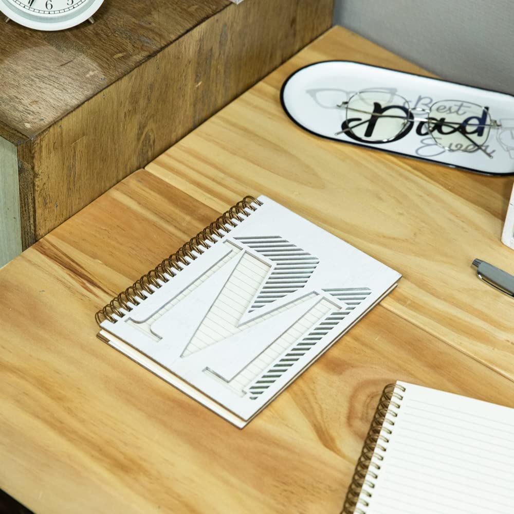 COLLECTIVE HOME - Personalized Monogram Notebook with Wood Cover, College Ruled Writing Journal - 100 Lined Pages for Daily Planning, Travel Diary & Note Taking - Perfect Graduation Gift for Men & Women | Ideal for Office, School & Creative Writing