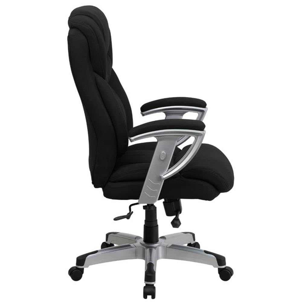 Pemberly Row Modern Fabric High Back Office Chair with Adjustable Arms - Black - Ergonomic Desk Chair for Home & Office Workspaces