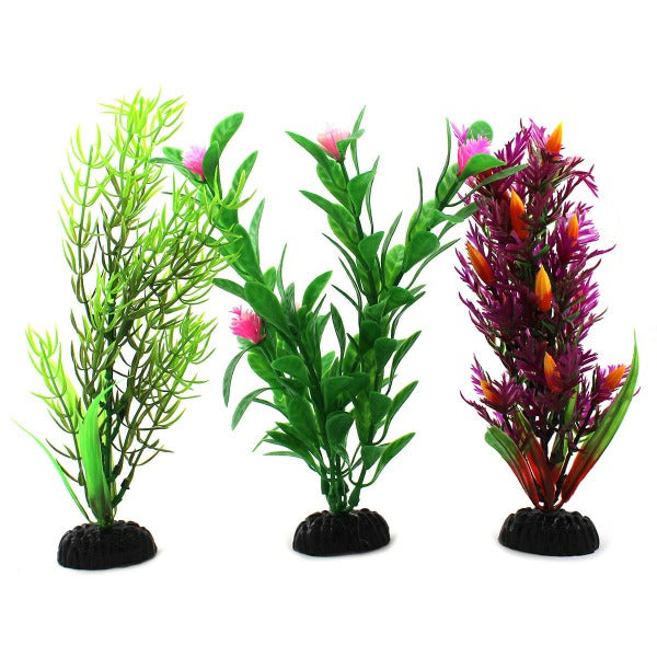 3 Pack Realistic Plastic Aquarium Plants for Fish Tank Decor - Artificial Underwater Greenery for Freshwater & Saltwater Aquariums - Perfect for Betta, Goldfish, Shrimp & Tropical Fish Tanks