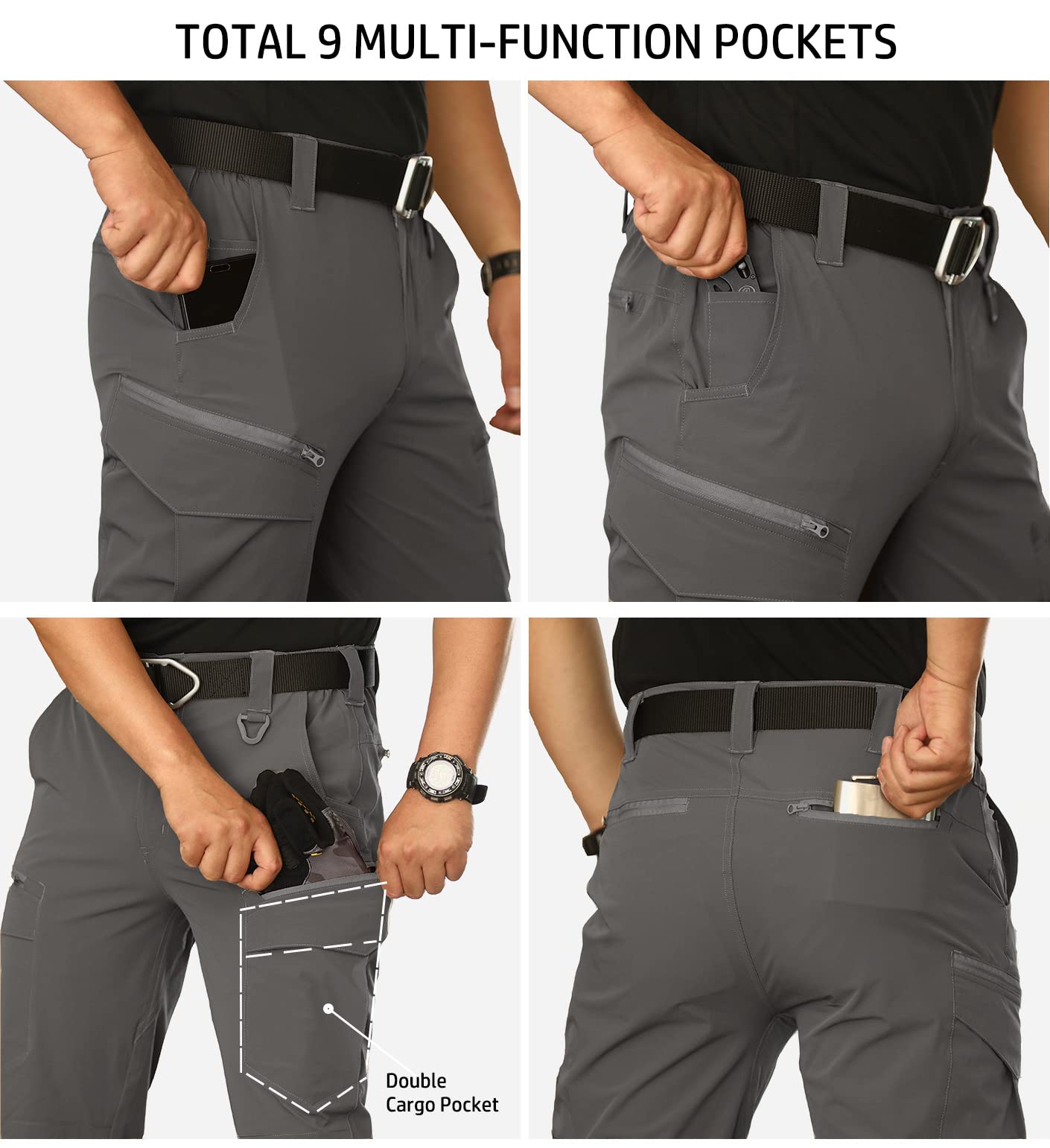 NAVEKULL Men's Lightweight Tactical Hiking Pants - Quick Dry, Stretchable, Multi-Pocket Outdoor Cargo Pants for Hiking, Camping & Work - Durable & Comfortable for Outdoor Adventures