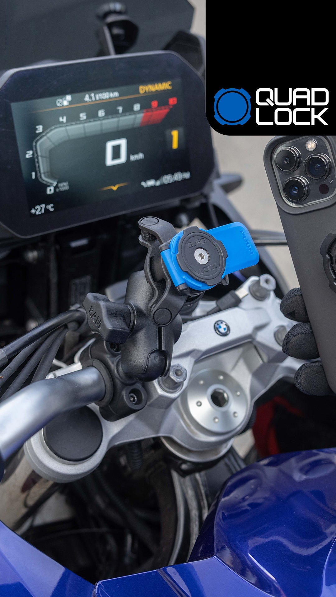 1 Ball Motorcycle Phone Mount Kit - Universal Adjustable Handlebar Holder for iPhone & Smartphones - Perfect for GPS Navigation & Hands-Free Riding