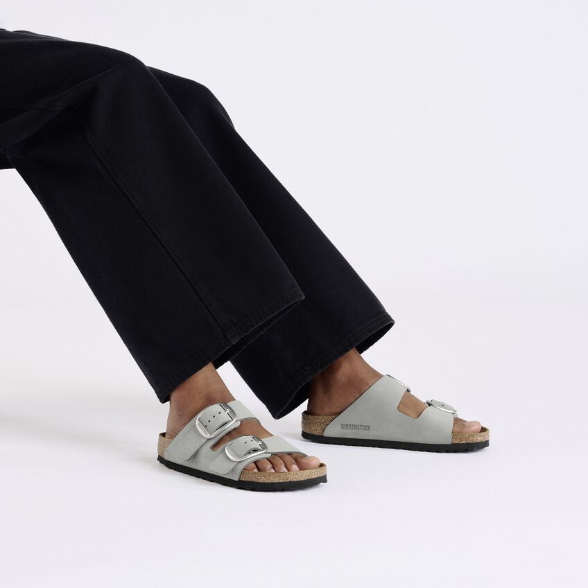 Birkenstock Arizona Big Buckle Sandals - Soft Nubuck Leather in Pure Sage | Comfortable Unisex Slides for Walking, Beach & Casual Wear