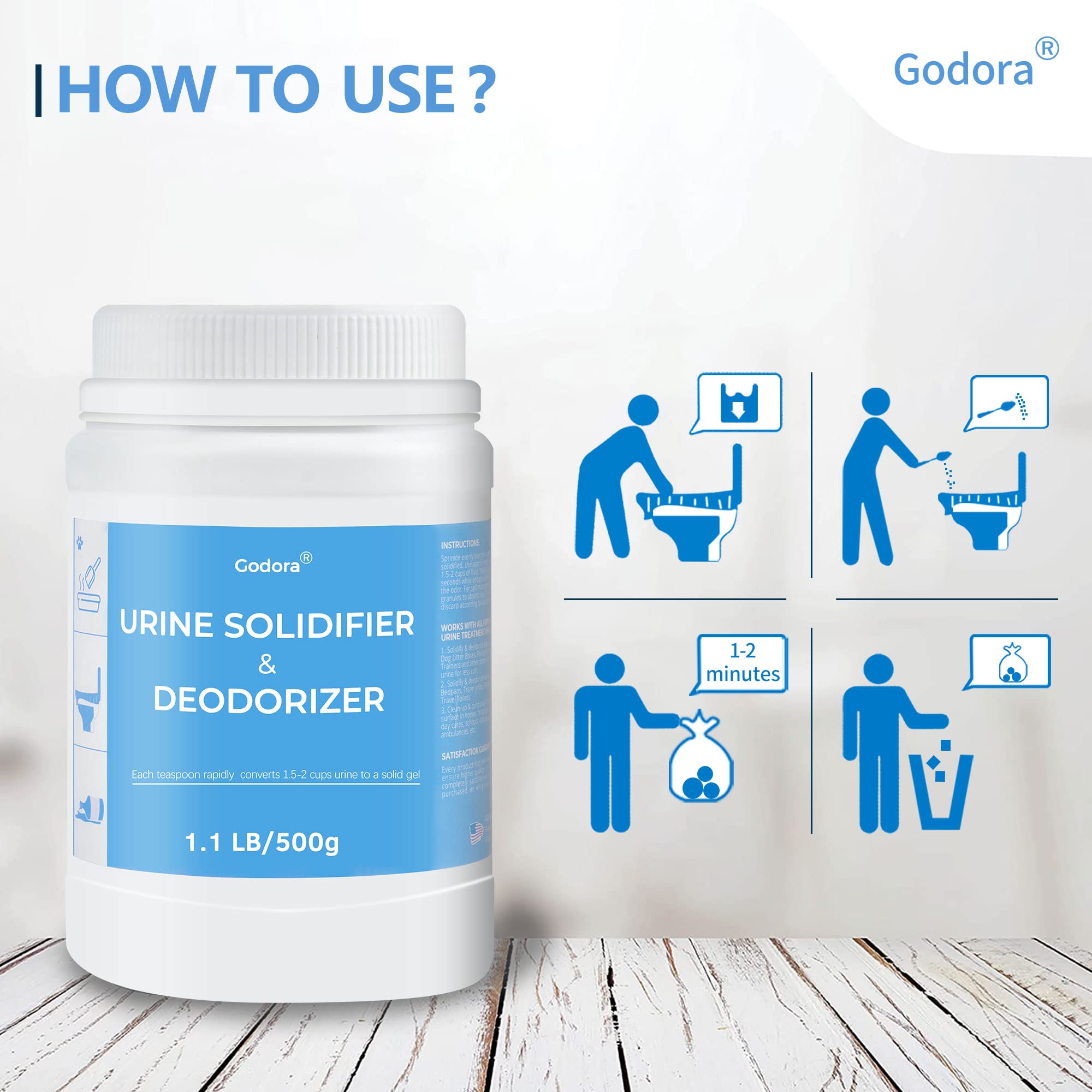 **Godora ECO-Friendly Poo Gel Powder with Spoon – Fast-Absorbing, Biodegradable Camping Toilet Chemicals for Portable Toilets, Outdoor Bedpans & Emergency Use – Ideal for Camping, RV Trips & Outdoor Adventures**