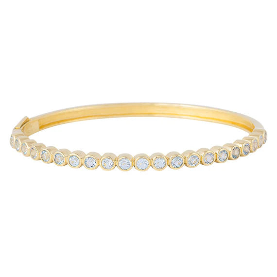 FAIRLEY Blue Topaz Bangle Bracelet - Elegant Sterling Silver Jewelry for Women - Perfect for Weddings, Parties & Special Occasions