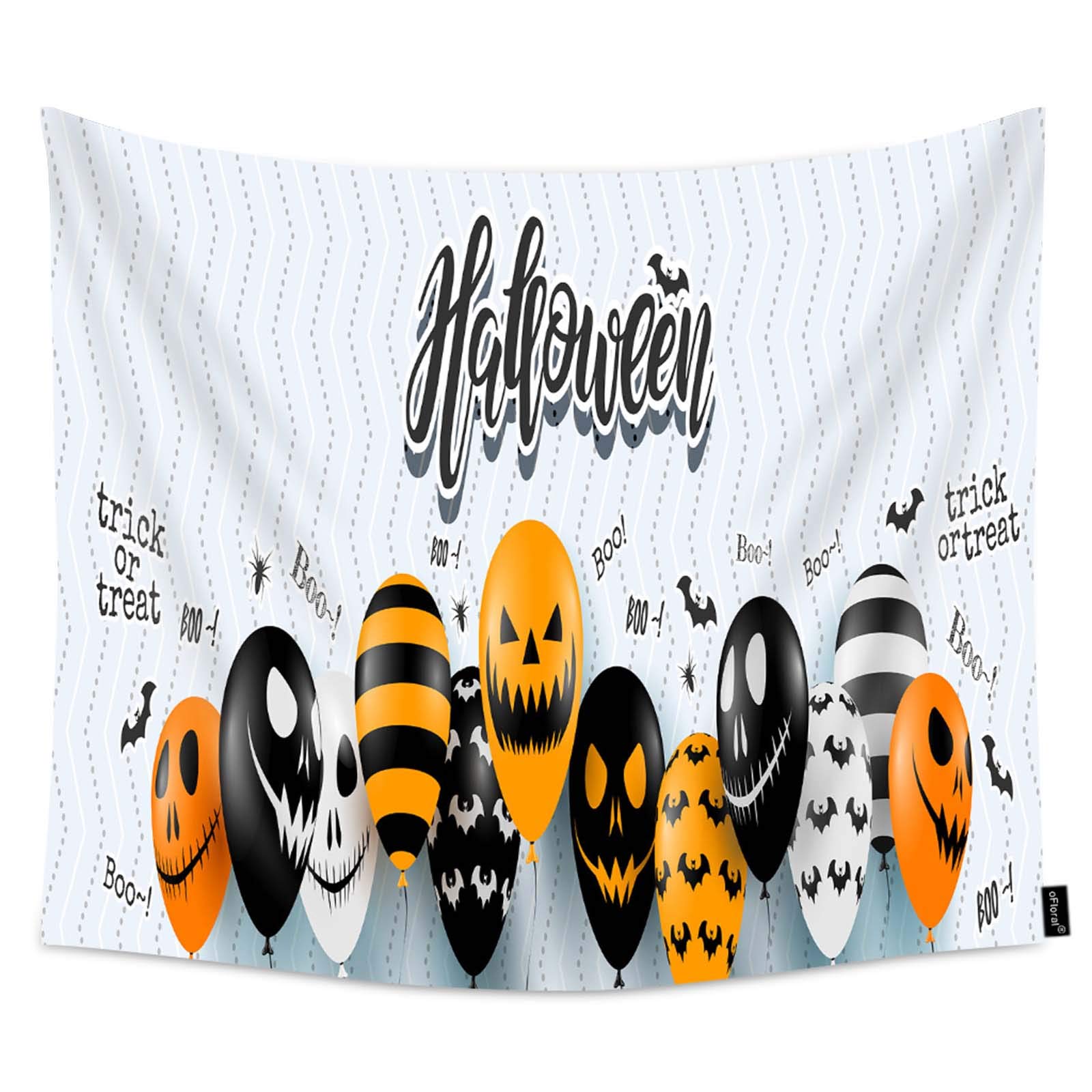 Spooky Halloween Ghost Balloons Tapestry - 60 x 51 Inch Scary Wall Hanging Decor for Bedroom, Living Room, Party - Haunted House & Gothic Home Decorations for Halloween Party, Horror Theme Events
