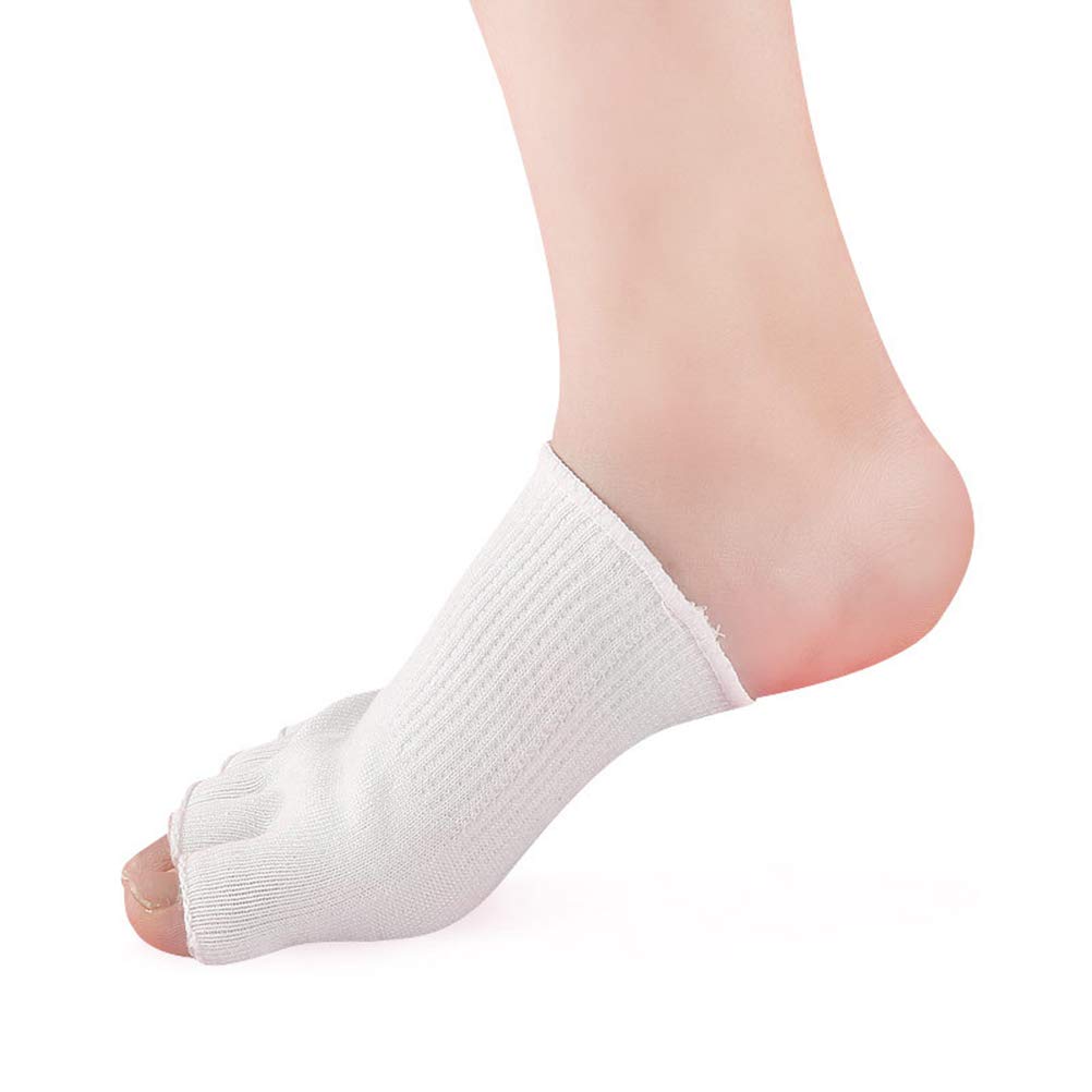 Heallily 1 Pair Open-Toe Gel Moisturizing Spa Socks for Women & Girls - Soft Five-Toe Design, Hydrating Care (White) | Perfect for Pedicures, Home Relaxation & Foot Care