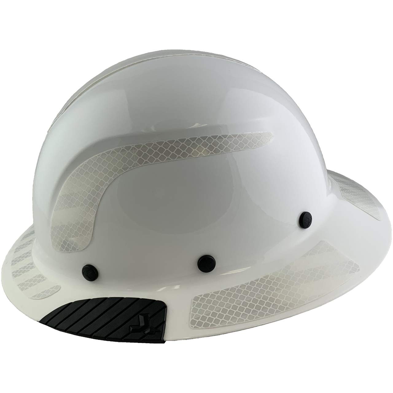 Fiberglass Composite Full Brim Safety Hard Hat - ANSI Certified White Construction Helmet with Reflective Decals & Tote Bag - Ideal for Construction Workers, Electricians, and Industrial Safety