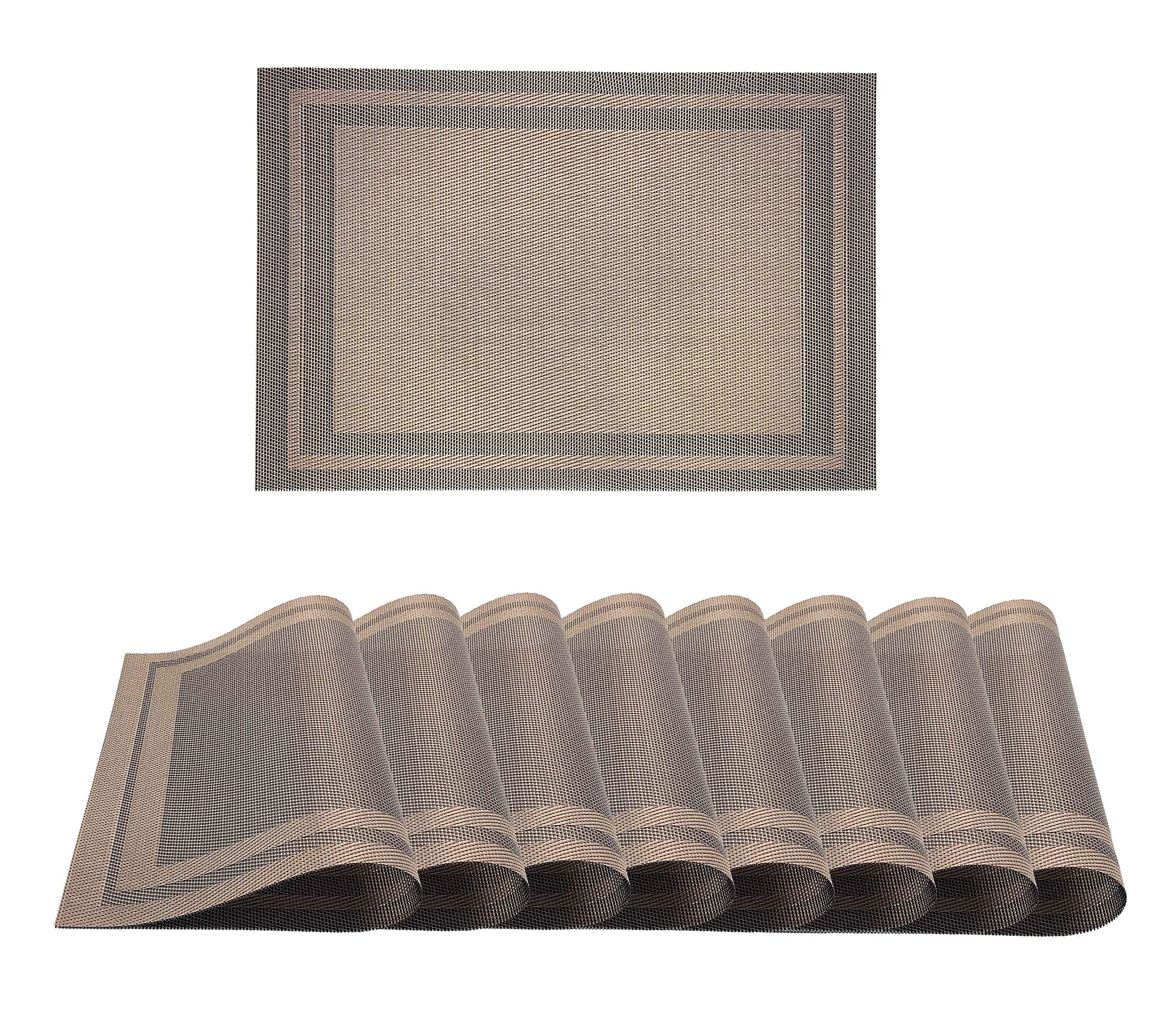 8-Piece Washable PVC Vinyl Placemats Set - Non-Slip Heat Resistant Table Mats for Kitchen & Dining Room - Perfect for Coffee Tables, Breakfast Nooks, and Everyday Meals