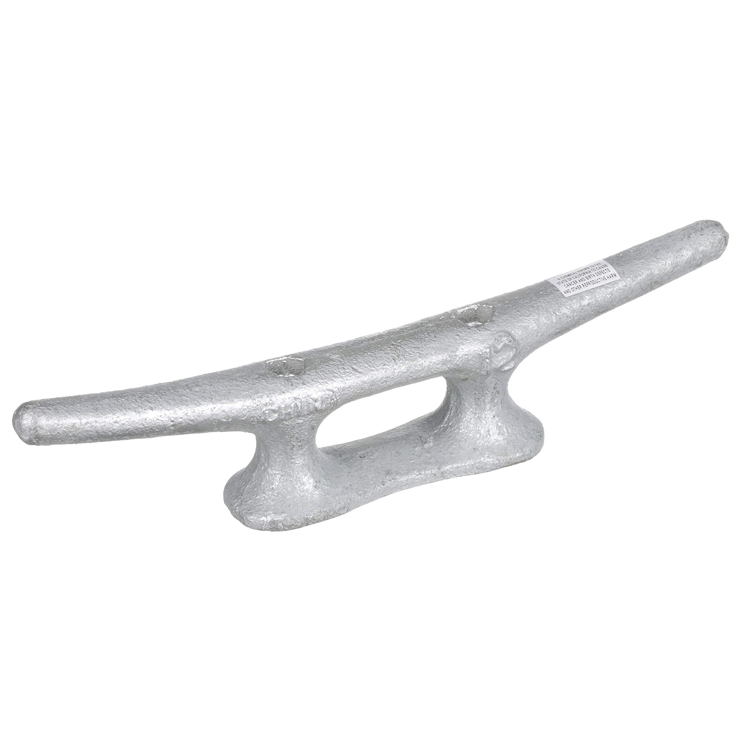 Seachoice 12-Inch Galvanized Gray Iron Open Base Dock Cleat - Heavy Duty Marine Boat Cleat for Docking, Mooring & Securing Vessels - Perfect for Boats, Docks & Marinas