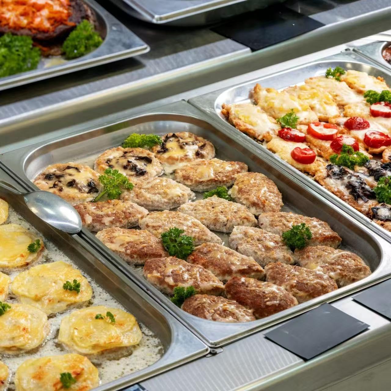 6-Piece Full Size Steam Table Pan Set 4 Inch Deep - Commercial Grade Stainless Steel Food Pans, Dishwasher & Oven Safe - Perfect for Catering, Buffet, Restaurant, Salad Bar & Food Service Industry