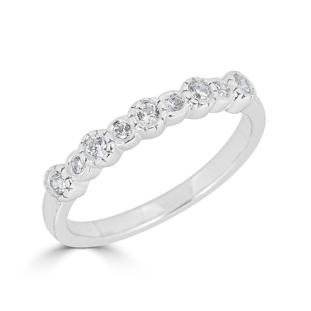 14KT Gold 1/5 CTW Diamond Alternating Bezel Set Band Ring for Women - Elegant Wedding, Engagement & Anniversary Jewelry Gift