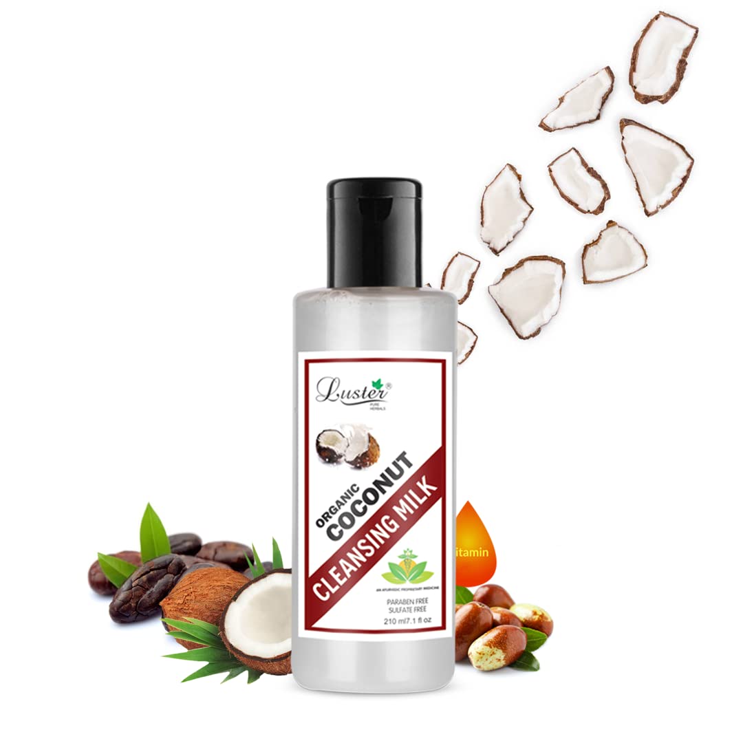 Organic Whitening Coconut Cleansing Milk with Coconut Water | Deep Clean & Refreshing Facial Cleanser | Paraben & Sulfate Free | Natural Skincare for Women | 210ml | Perfect for Daily Cleansing & Brightening Routine