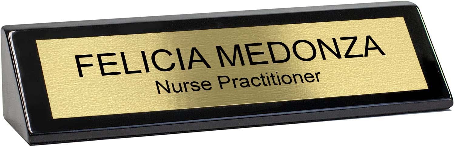 Personalized Glossy Black Desk Name Plate - 2x8 Inches Custom Engraved Office Nameplate for Professionals, Executives & Home Office (Perfect for Corporate Gifts & Workspace Organization)