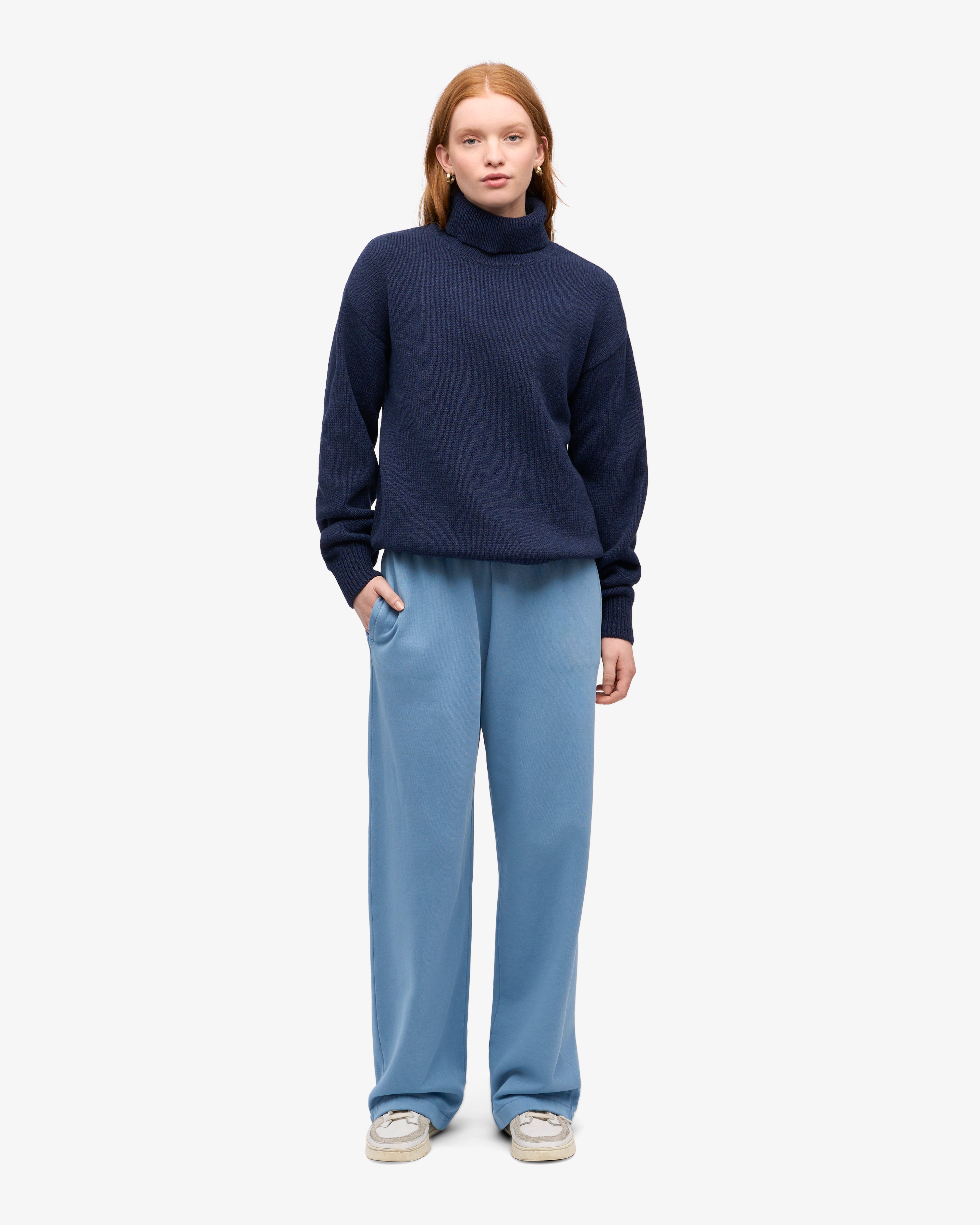 Organic Straight Leg Sweatpants for Women - Soft & Comfortable Seaside Blue Lounge Pants - Perfect for Yoga, Running, Travel & Relaxing at Home